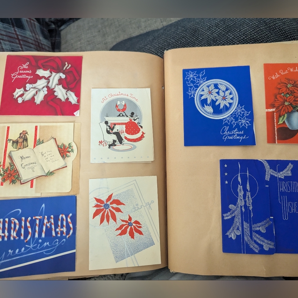 Vintage Scrapbook Album Filled With Greeting Cards 1930s Ephemera Christmas 40s
